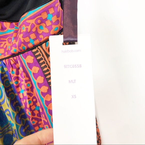 HALE BOB BOHO STRAPLESS SILK NECKLINE TIE DRESS - Picture 2 of 6